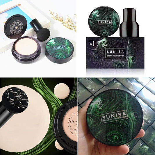 SUNISA 3-in-1 Air Cushion CC & BB Cream | Waterproof Moisturizing Foundation with Sponge