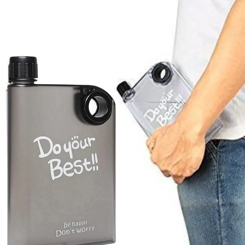 Ultra Slim Notebook Style Water Bottle 380ml | Portable Memo Bottle for Travel, School & Office
