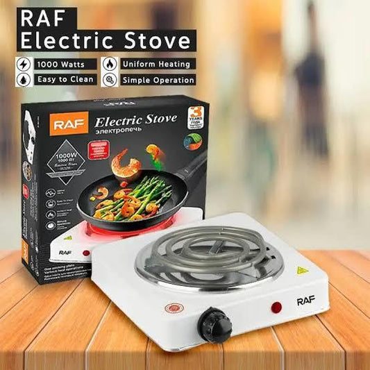 RAF R.8010B Electric Stove Hot Plate and Cooker with 1000W Power, Thermostat, and Uniform Heating
