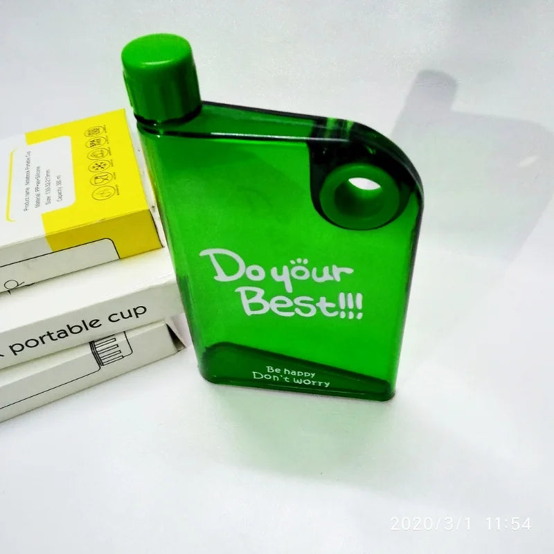 Ultra Slim Notebook Style Water Bottle 380ml | Portable Memo Bottle for Travel, School & Office