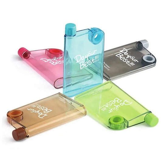 Ultra Slim Notebook Style Water Bottle 380ml | Portable Memo Bottle for Travel, School & Office
