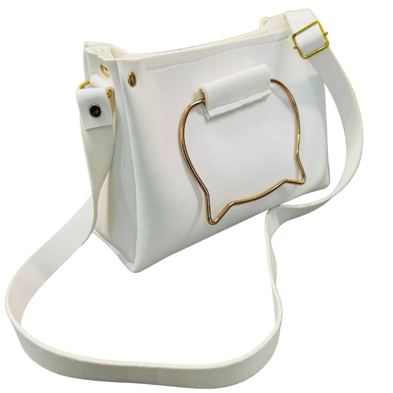 Elegant Cat Handle Handbag for Girls & Ladies | Stylish Shoulder & Crossbody Bag with Gold Accents | Adjustable Strap