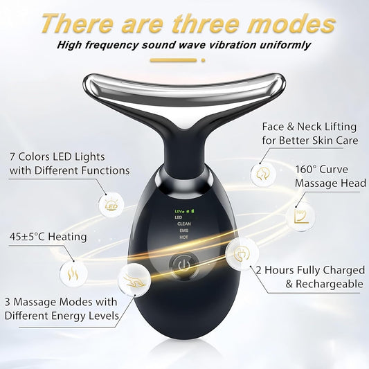 Vegena Face Massager Against Wrinkles, Face Beauty Device, Electric Face Massager Anti-Wrinkle with 3 Modes 45°C Anti-Wrinkle Face Device Skin Tightening Ems Face Care Device Anti-Wrinkle
