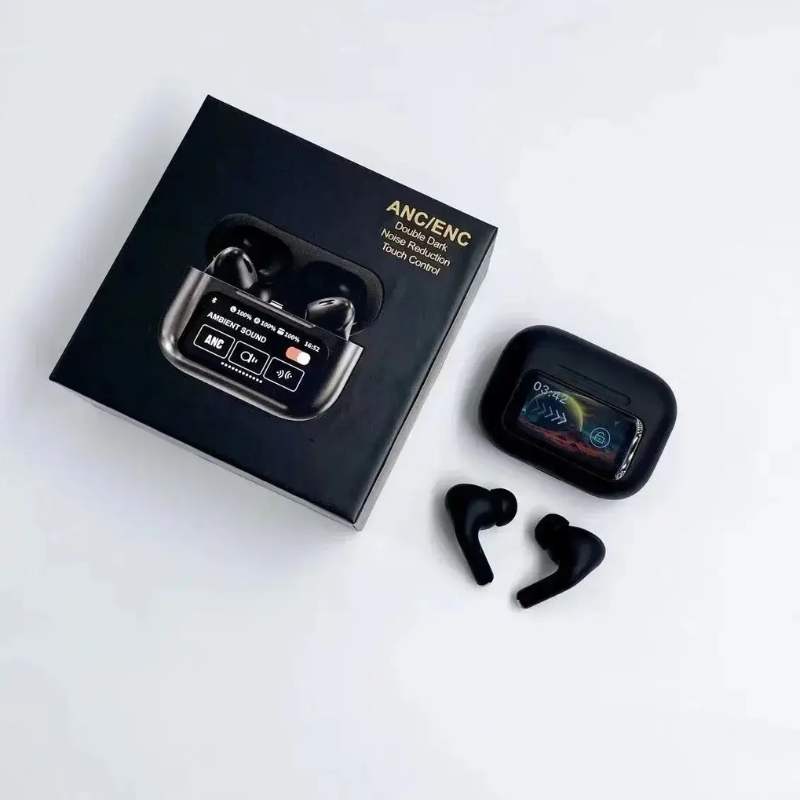 A9 Pro ANC earbuds charging case display