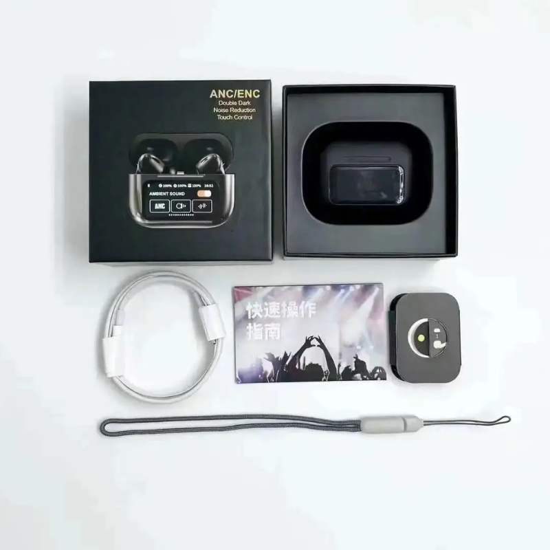 A9 Pro ANC Bluetooth 5.4 Wireless Earbuds with Smart Screen and Active Noise Cancellation
