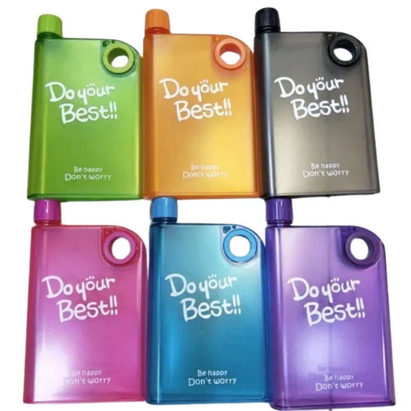 Ultra Slim Notebook Style Water Bottle 380ml | Portable Memo Bottle for Travel, School & Office