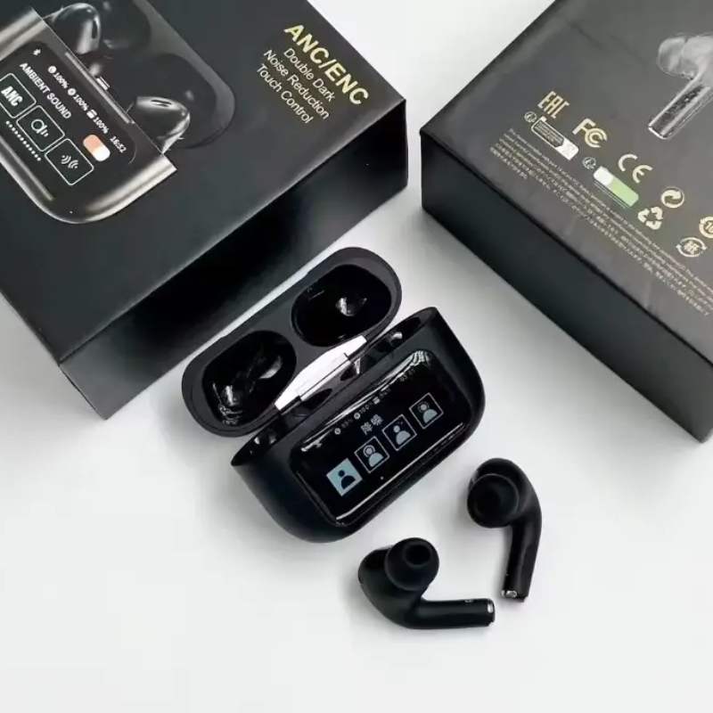 A9 Pro ANC Bluetooth 5.4 Wireless Earbuds with Smart Screen and Active Noise Cancellation