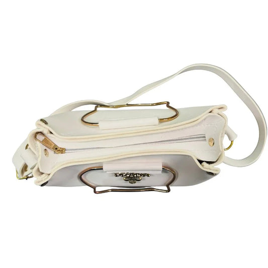 Elegant Cat Handle Handbag for Girls & Ladies | Stylish Shoulder & Crossbody Bag with Gold Accents | Adjustable Strap