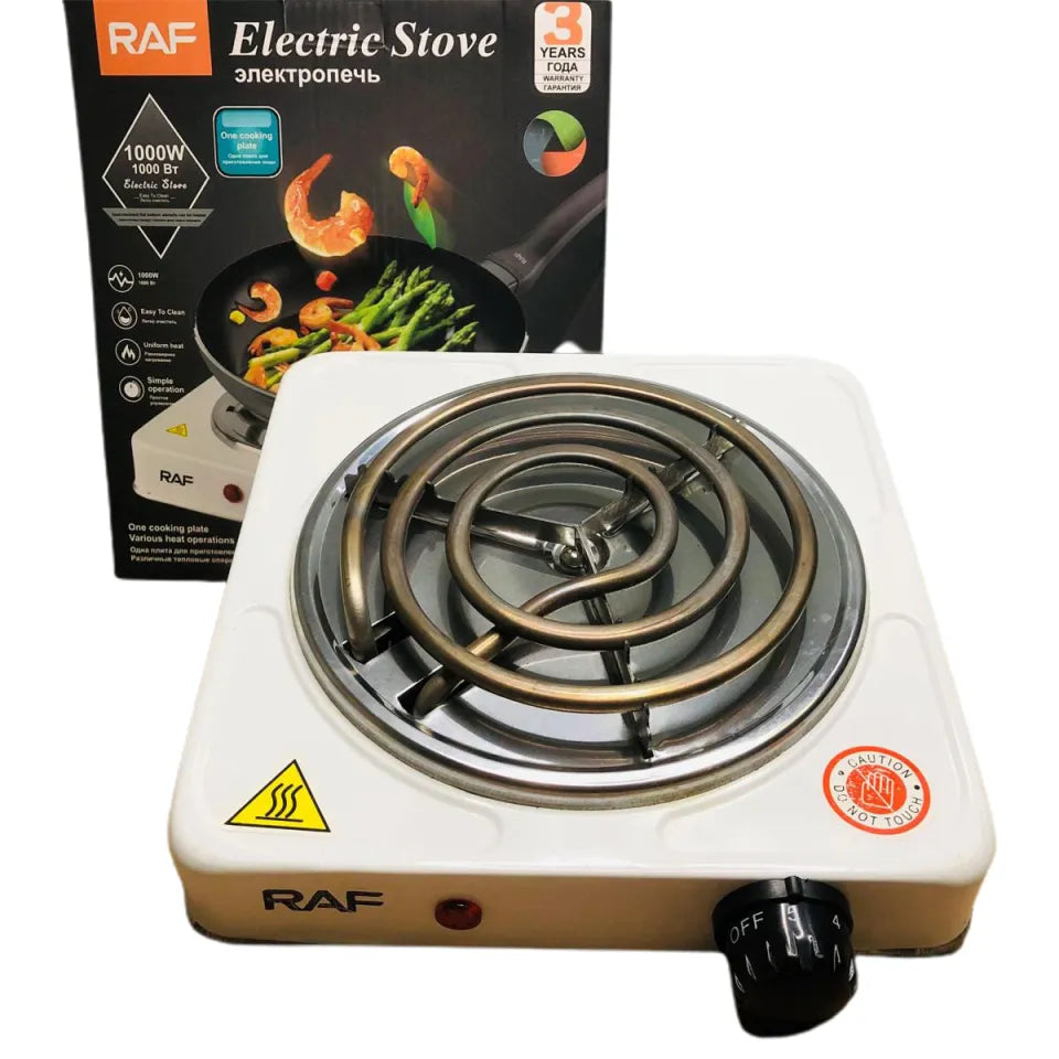 RAF R.8010B Electric Stove Hot Plate and Cooker with 1000W Power, Thermostat, and Uniform Heating
