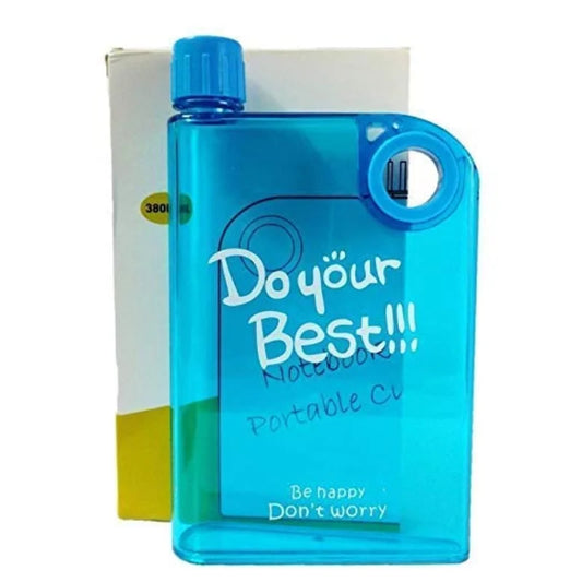 Ultra Slim Notebook Style Water Bottle 380ml | Portable Memo Bottle for Travel, School & Office