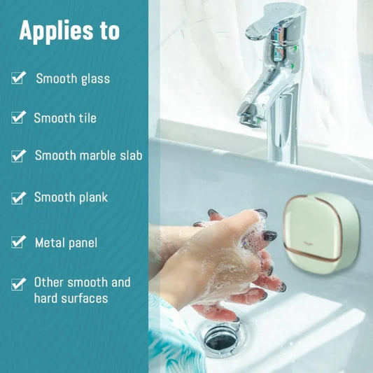 Self-Adhesive Wall-Mounted Luxury Soap Holder with Lid and Drainage Tray