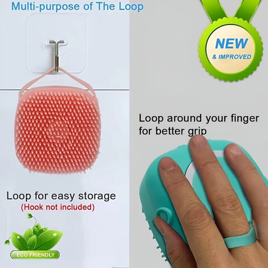 Soft Silicone Bath Brush with Hooks | Baby & Adult Body Scrubber | Random Color | With Box