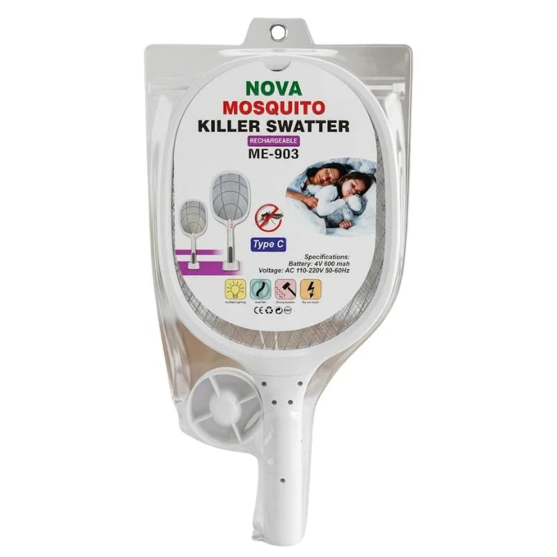Nova USB Rechargeable Mosquito Racket | ME-903 Model | | Electric Insect Killer Swatter |  For Indoor & Outdoor Use