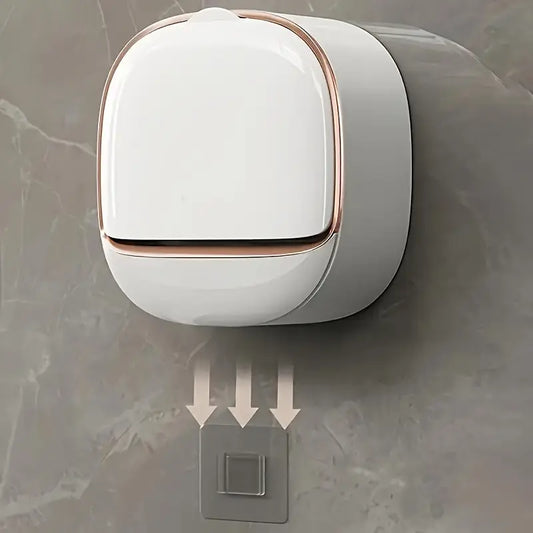 Self-Adhesive Wall-Mounted Luxury Soap Holder with Lid and Drainage Tray