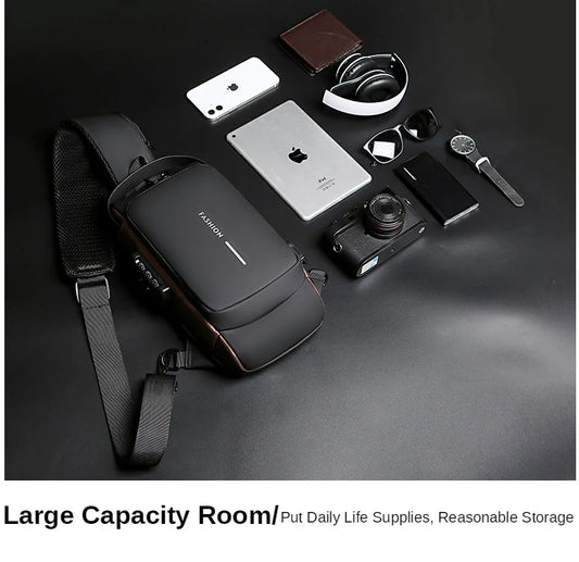 Black Multifunction Anti-Theft USB Charging Crossbody Shoulder Bag | Stylish, Secure & Travel-Ready