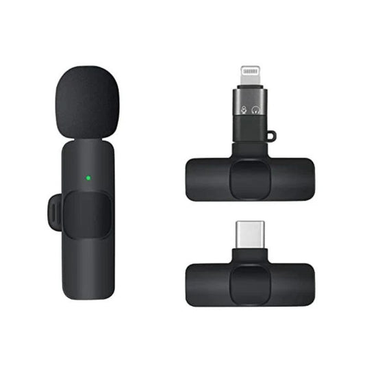 K9 Wireless Lavalier Microphone | Plug & Play Type-C & iOS Mic with Noise Reduction