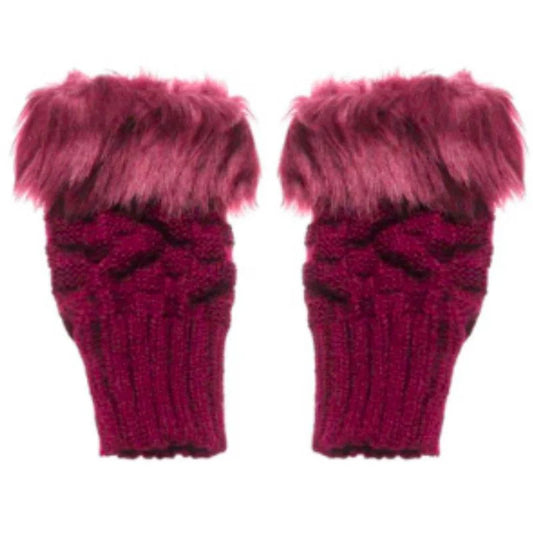 Women's Faux Fur Fingerless Knitted Gloves | Warm Winter Hand Wrist Warmers | Soft, Stylish & Comfortable