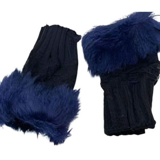 Women's Faux Fur Fingerless Knitted Gloves | Warm Winter Hand Wrist Warmers | Soft, Stylish & Comfortable
