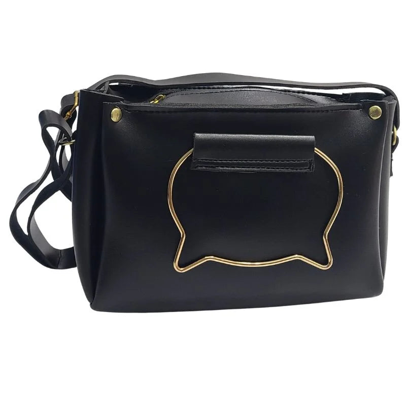 Elegant Cat Handle Handbag for Girls & Ladies | Stylish Shoulder & Crossbody Bag with Gold Accents | Adjustable Strap
