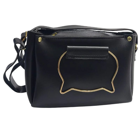 Elegant Cat Handle Handbag for Girls & Ladies | Stylish Shoulder & Crossbody Bag with Gold Accents | Adjustable Strap