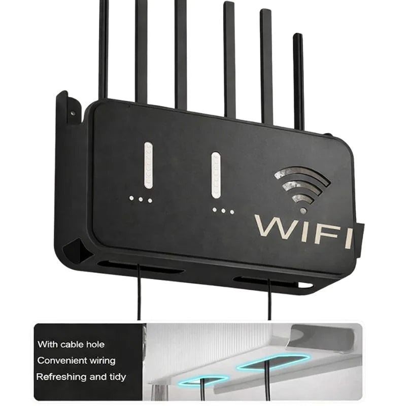 WiFi Router Storage Box & Wall Mount Shelf | Universal Cable Organizer | Space-Saving Holder for Modem, Set-Top Box & Smart Devices | Home & Office Use