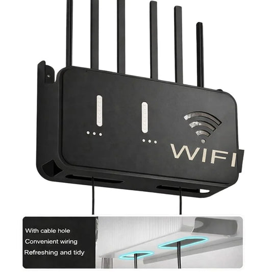 WiFi Router Storage Box & Wall Mount Shelf | Universal Cable Organizer | Space-Saving Holder for Modem, Set-Top Box & Smart Devices | Home & Office Use