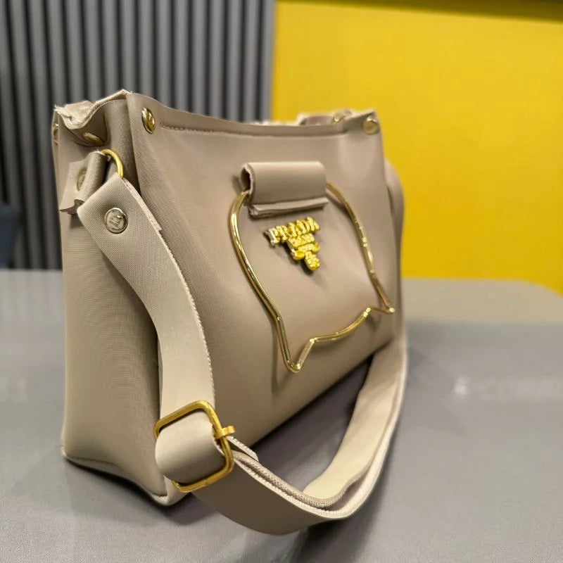 Elegant Cat Handle Handbag for Girls & Ladies | Stylish Shoulder & Crossbody Bag with Gold Accents | Adjustable Strap