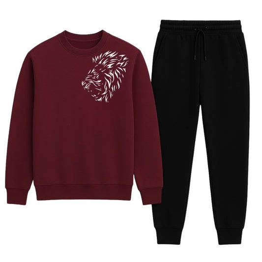LION Printed Tracksuit Sweatshirt & Trouser | Warm & Comfortable Winter Wear