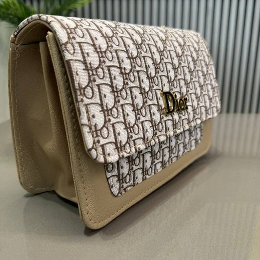 Dior Oblique Canvas & Leather Flap Clutch | Luxury Designer Handbag for Women