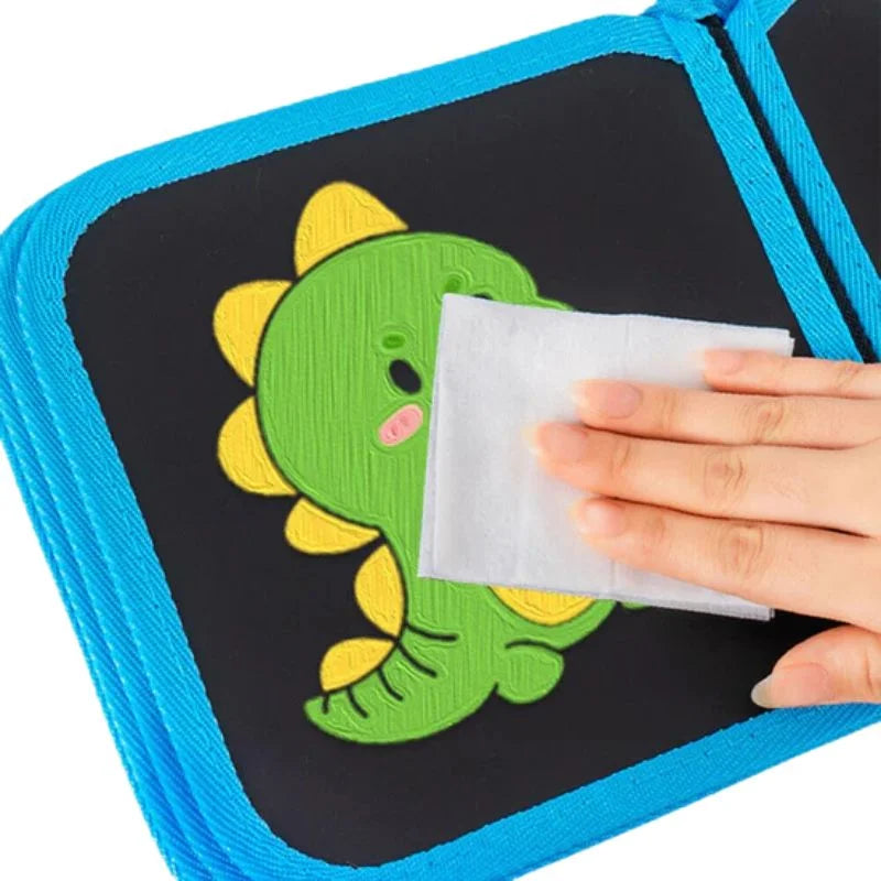 Erasable Doodle Drawing Book for Kids | Reusable Waterproof Activity Book with 3 Pens & 3 Wipes | Random Designs