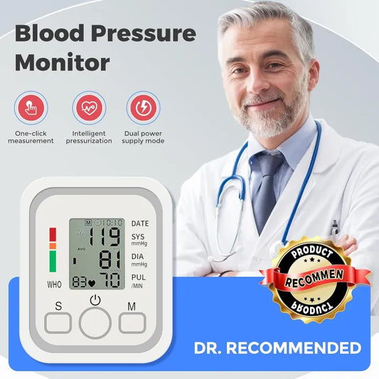Digital Blood Pressure Monitor | Upper Arm Automatic BP Machine with Large LCD Display, Memory Storage & Voice Function