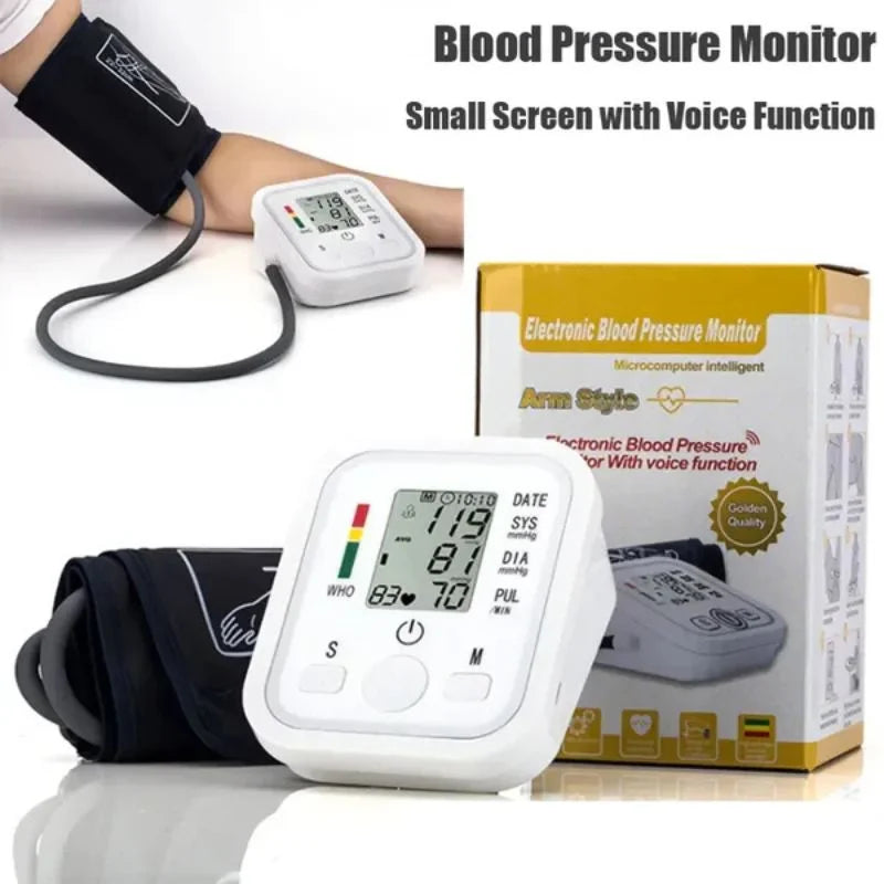 Digital Blood Pressure Monitor | Upper Arm Automatic BP Machine with Large LCD Display, Memory Storage & Voice Function
