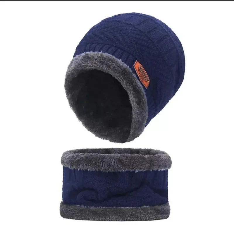 Winter Wool Cap with Neck Warmer Set | Thermal Beanie & Scarf Combo for Men and Women