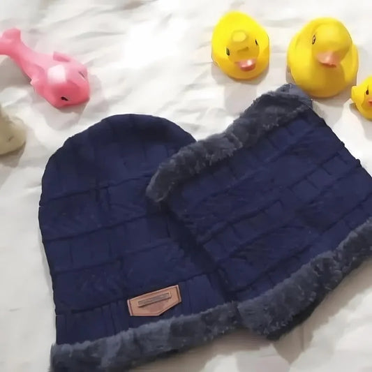Winter Wool Cap with Neck Warmer Set | Thermal Beanie & Scarf Combo for Men and Women