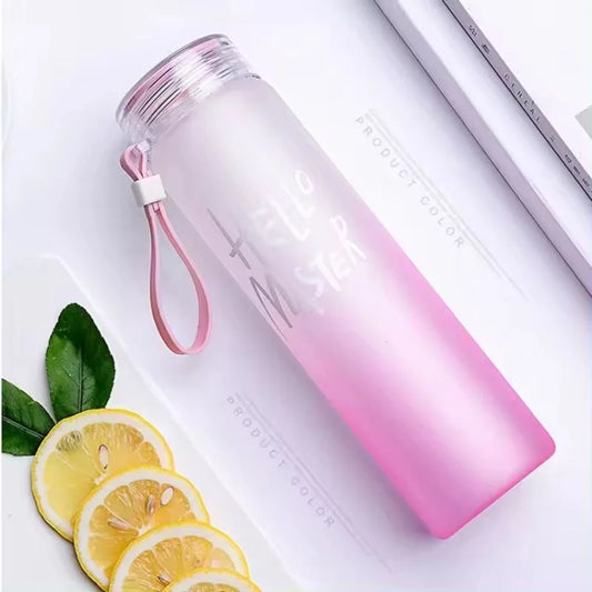 Frosted Glass Water Bottle | Leak-Proof Insulated Bottle with Hello Master Decal Logo | 400ml