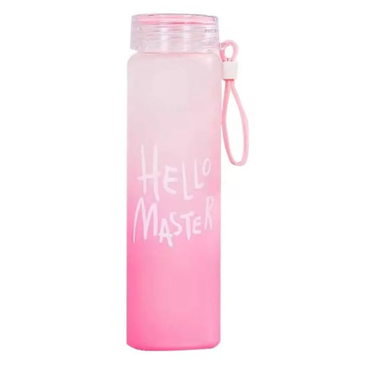 Frosted Glass Water Bottle | Leak-Proof Insulated Bottle with Hello Master Decal Logo | 400ml