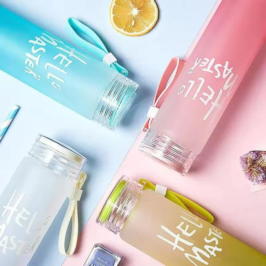Frosted Glass Water Bottle | Leak-Proof Insulated Bottle with Hello Master Decal Logo | 400ml