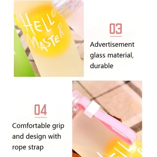 Frosted Glass Water Bottle | Leak-Proof Insulated Bottle with Hello Master Decal Logo | 400ml