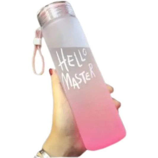 Frosted Glass Water Bottle | Leak-Proof Insulated Bottle with Hello Master Decal Logo | 400ml
