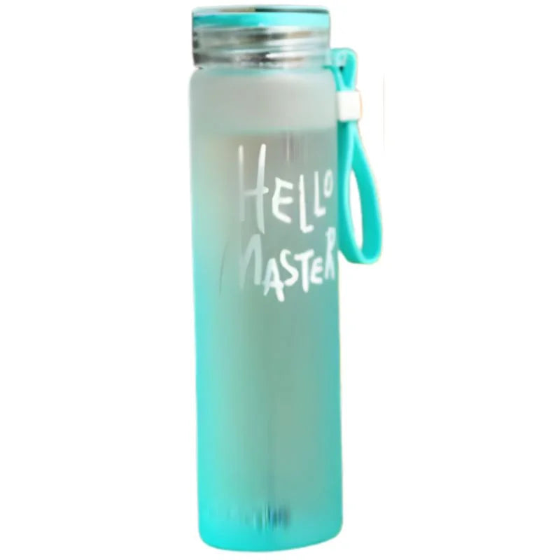 Frosted Glass Water Bottle | Leak-Proof Insulated Bottle with Hello Master Decal Logo | 400ml