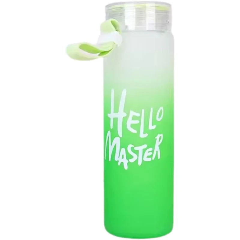 Frosted Glass Water Bottle | Leak-Proof Insulated Bottle with Hello Master Decal Logo | 400ml