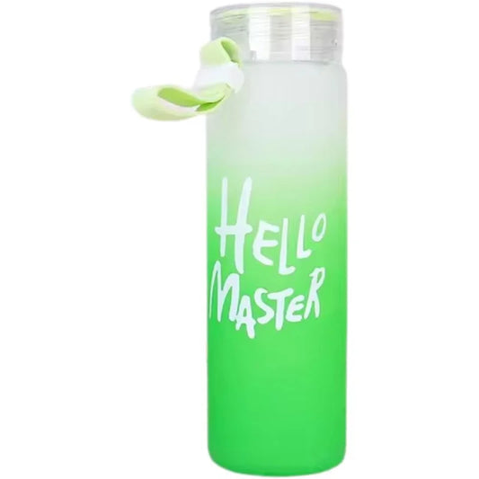 Frosted Glass Water Bottle | Leak-Proof Insulated Bottle with Hello Master Decal Logo | 400ml