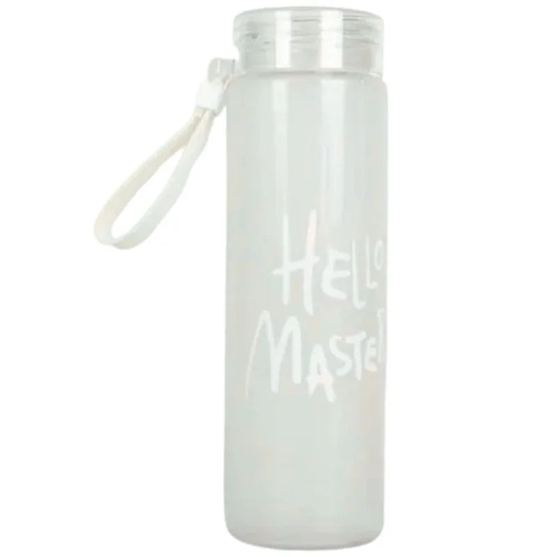Frosted Glass Water Bottle | Leak-Proof Insulated Bottle with Hello Master Decal Logo | 400ml
