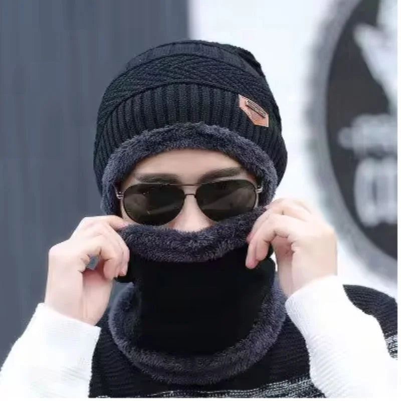 Winter Wool Cap with Neck Warmer Set | Thermal Beanie & Scarf Combo for Men and Women