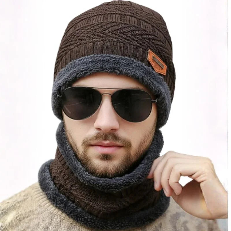 Winter Wool Cap with Neck Warmer Set | Thermal Beanie & Scarf Combo for Men and Women