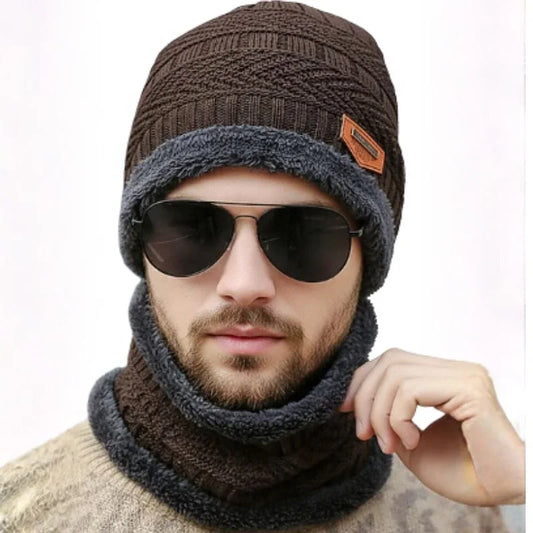 Winter Wool Cap with Neck Warmer Set | Thermal Beanie & Scarf Combo for Men and Women