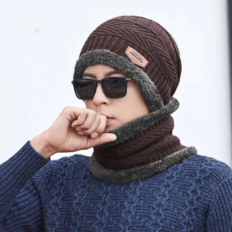 Winter Wool Cap with Neck Warmer Set | Thermal Beanie & Scarf Combo for Men and Women