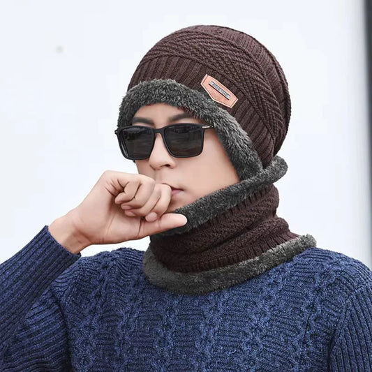 Winter Wool Cap with Neck Warmer Set | Thermal Beanie & Scarf Combo for Men and Women