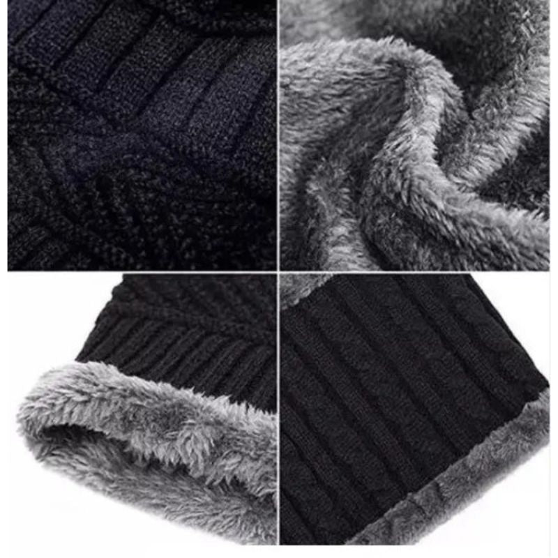Winter Wool Cap with Neck Warmer Set | Thermal Beanie & Scarf Combo for Men and Women