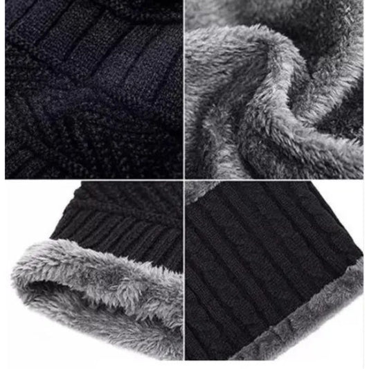 Winter Wool Cap with Neck Warmer Set | Thermal Beanie & Scarf Combo for Men and Women